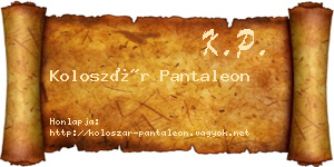 Koloszár Pantaleon névjegykártya